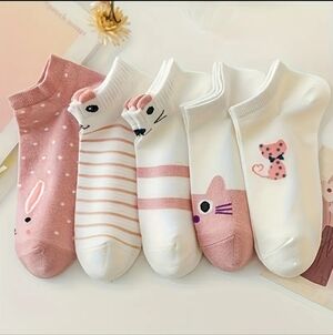 5 Pairs Cat Ankle Socks